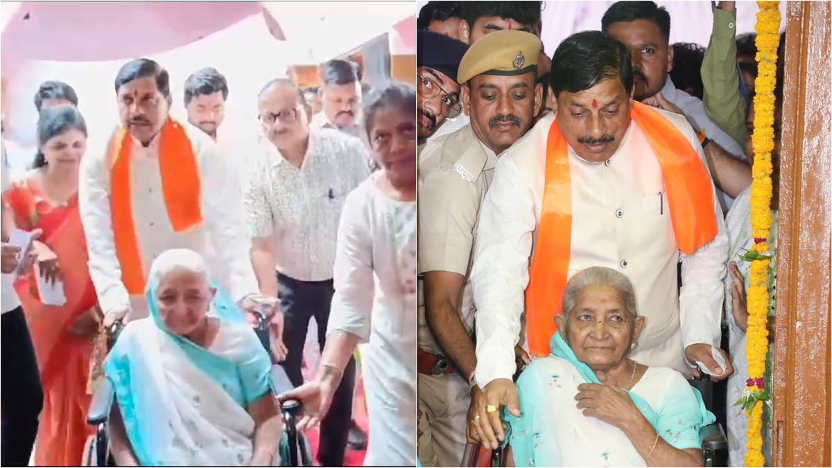 सीएम यादव बने बुजुर्ग के ‘सारथी’, व्हीलचेयर पर बैठी महिला को पहुंचाया मतदान केंद्र