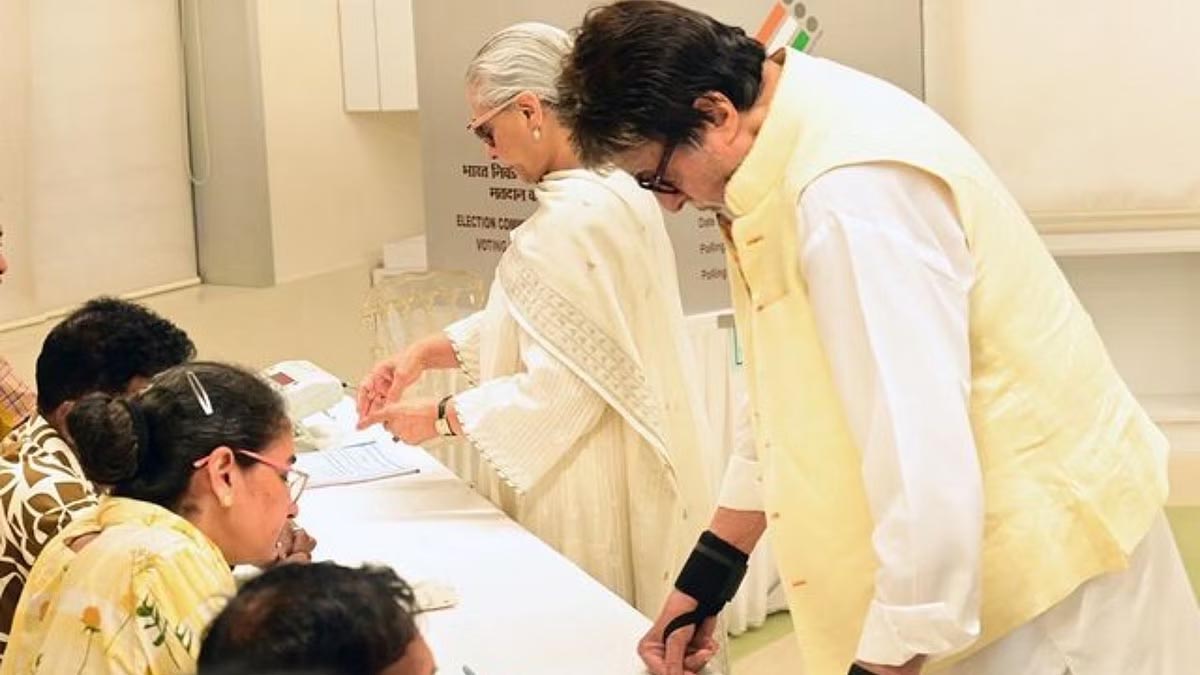 मतदान केंद्र से बिग बी ने पत्नी के साथ साझा की तस्वीर, लिखा- कर दिया वोट